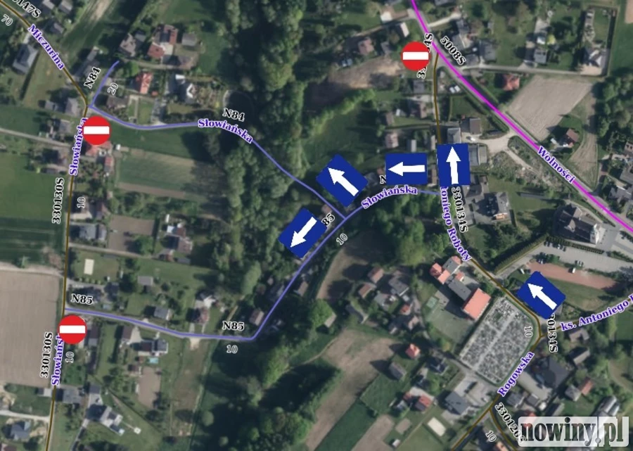 Schemat nowej organizacji ruchu