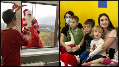 Mikołaj zszedł po linie z dachu szpitala w Rybniku. Reakcja małych pacjentów - bezcenna [ZDJĘCIA]