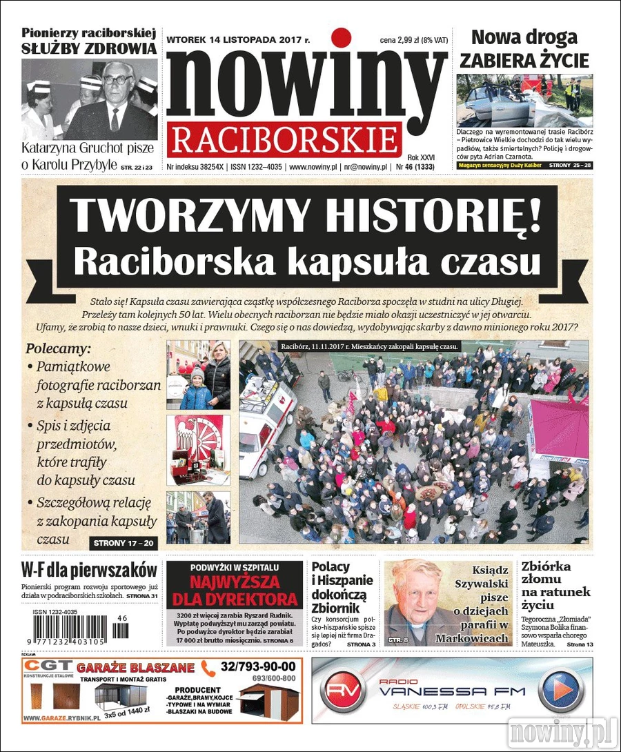 Nowiny Raciborskie z dodatkiem o kapsule czasu