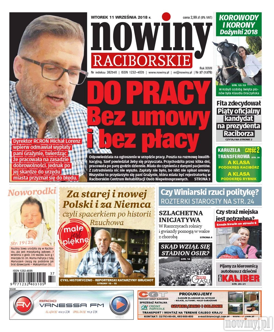 Nowy numer Nowin Raciborskich: Do pracy bez umowy i bez płacy