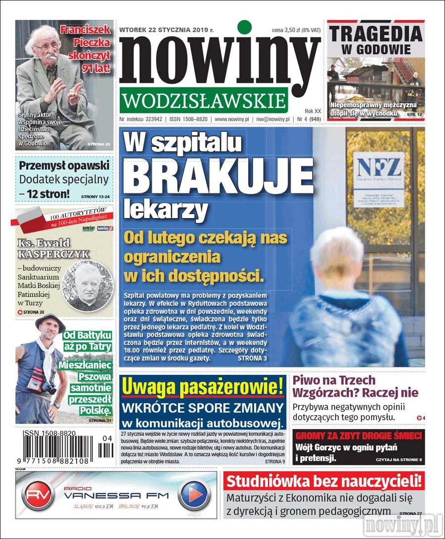 W szpitalu brakuje lekarzy. Nowiny Wodzisławskie o tym, że od lutego czekają nas ograniczenia w ich dostępności.