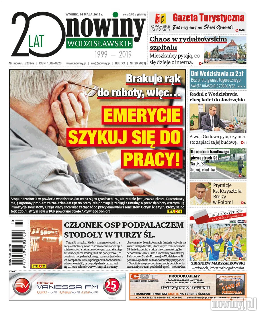 Nowiny Wodzisławskie piszą o braku rąk do pracy i podpalaczu stodoły z Turzy, którym okazał się strażak-ochotnik