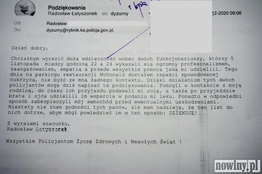 Podejrzewano, że jest pijany. Policjanci rozpoznali u niego objawy zapaści cukrzycowej