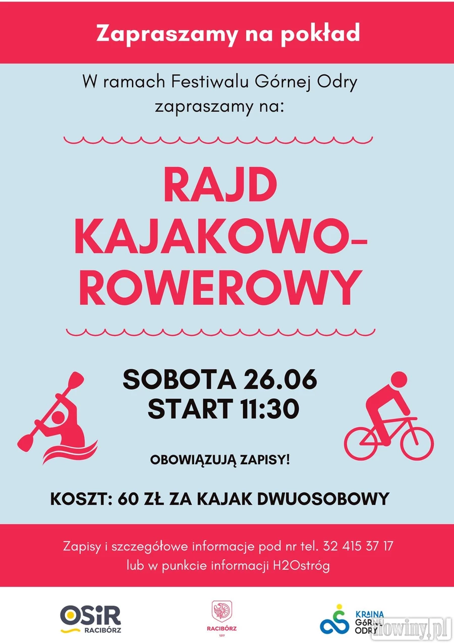 Popłyń kajakiem do Grzegorzowic, zjedz kiełbaskę i wróć do Raciborza rowerem