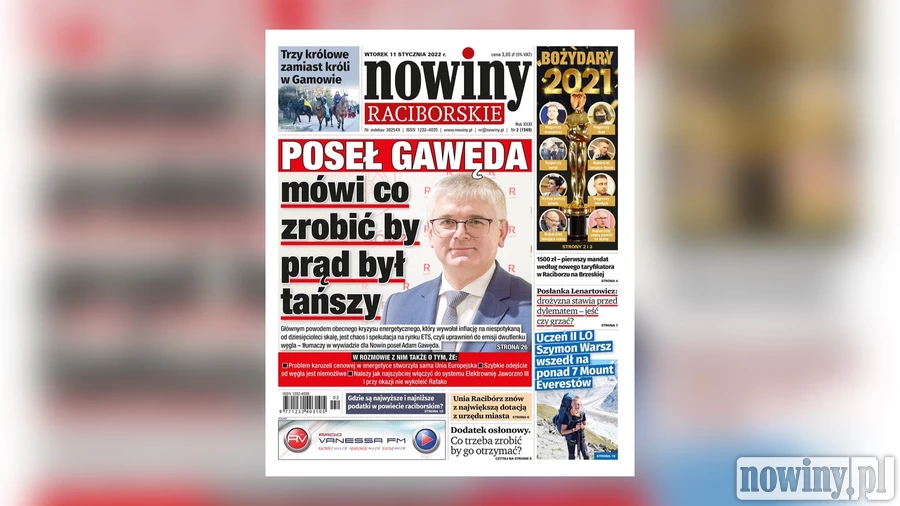 Nowy numer Nowin Raciborskich. Poseł Gawęda mówi co zrobić by prąd był tańszy