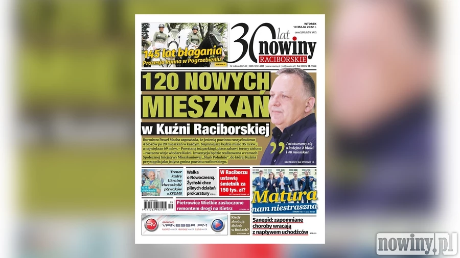 Nowiny Raciborskie piszą o 120 nowych mieszkaniach w Kuźni