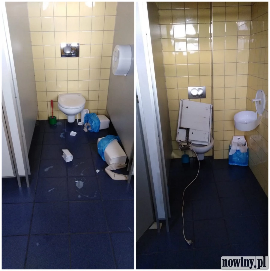 Młodzież zdewastowała publiczną toaletę. Teraz czekają ich prace społeczne