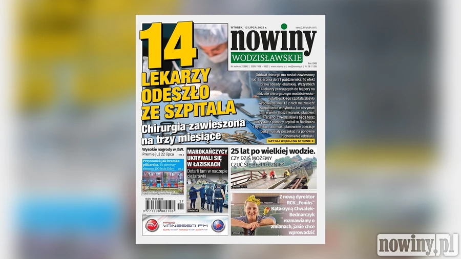 Nowiny Wodzisławskie o zawieszeniu oddziału chirurgii w szpitalu