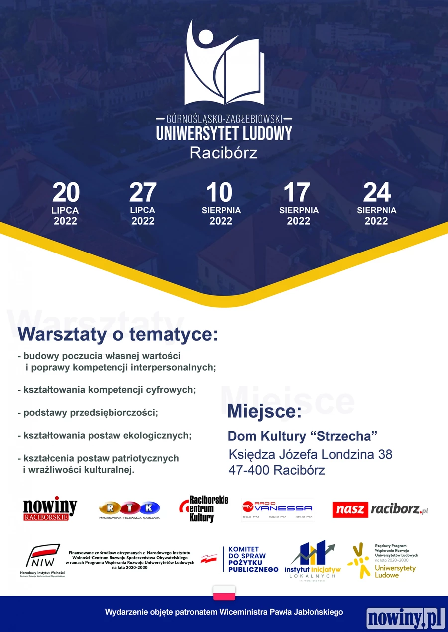 Już 20 lipca w Domu Kultury "Strzecha" odbędzie się wykład otwierający działalność Uniwersytetu Ludowego. Zapisz się już dziś