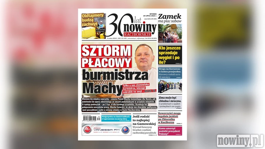 Sztorm płacowy burmistrza Machy w nowym numerze Nowin Raciborskich