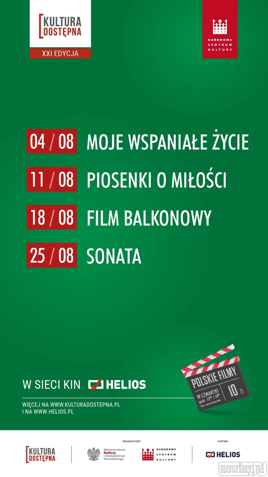 Helios zaprasza na sierpniowe pokazy najlepszego polskiego kina w ramach cyklu KULTURA DOSTĘPNA