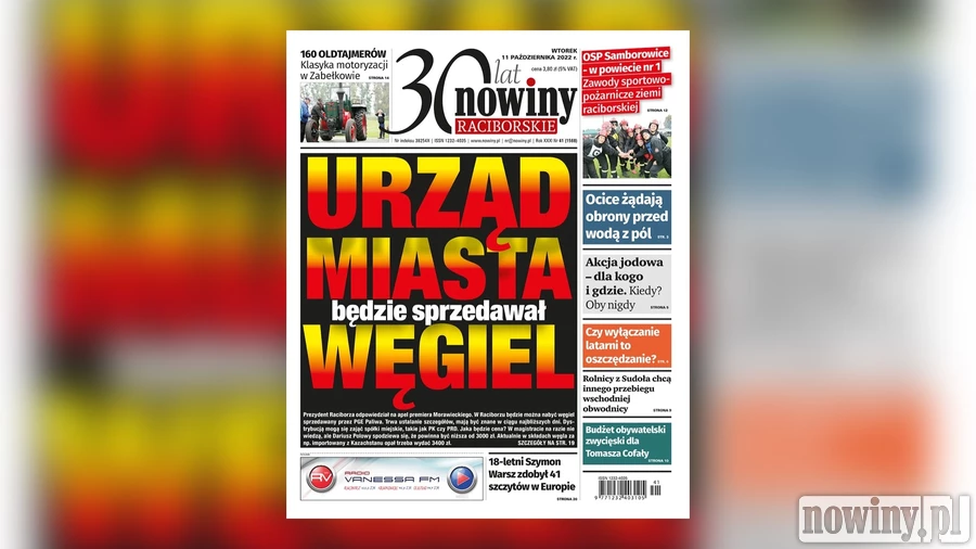 Nowiny Raciborskie piszą o sprzedaży węgla przez urząd miasta