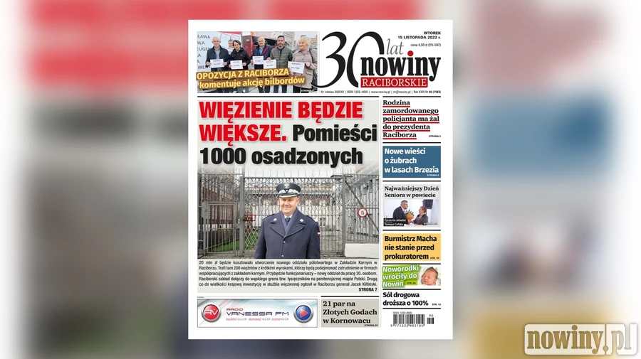 Nowiny Raciborskie piszą o rozbudowie więzienia. Pomieści 1000 skazanych