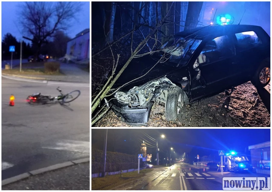 Śląski patrol: Śmiertelny wypadek na przejściu, potrącenie rowerzysty i zderzenie z drzewem