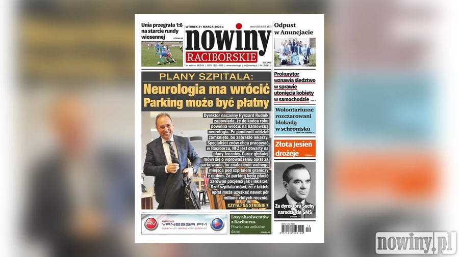 Nowiny Raciborskie piszą o planach szpitala. Neurologia ma wrócić, a parking może być płatny