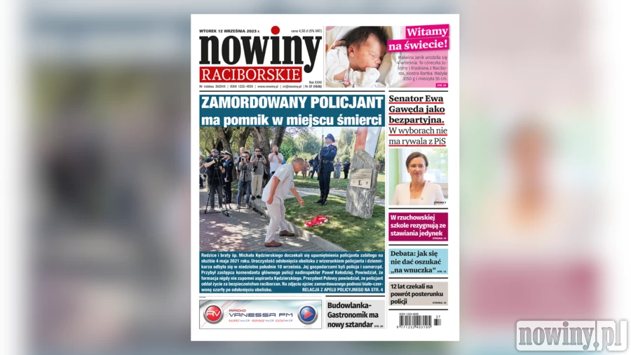 Nowiny Raciborskie piszą o upamiętnieniu Michała Kędzierskiego na pomniku