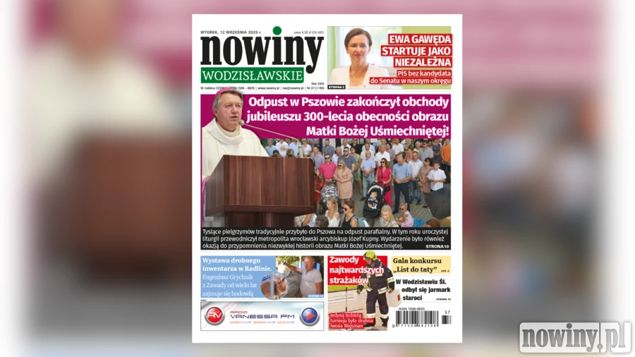 Nowiny piszą o zakończeniu jubileuszu 300-lecia obecności obrazu Pani Uśmiechniętej w Pszowie