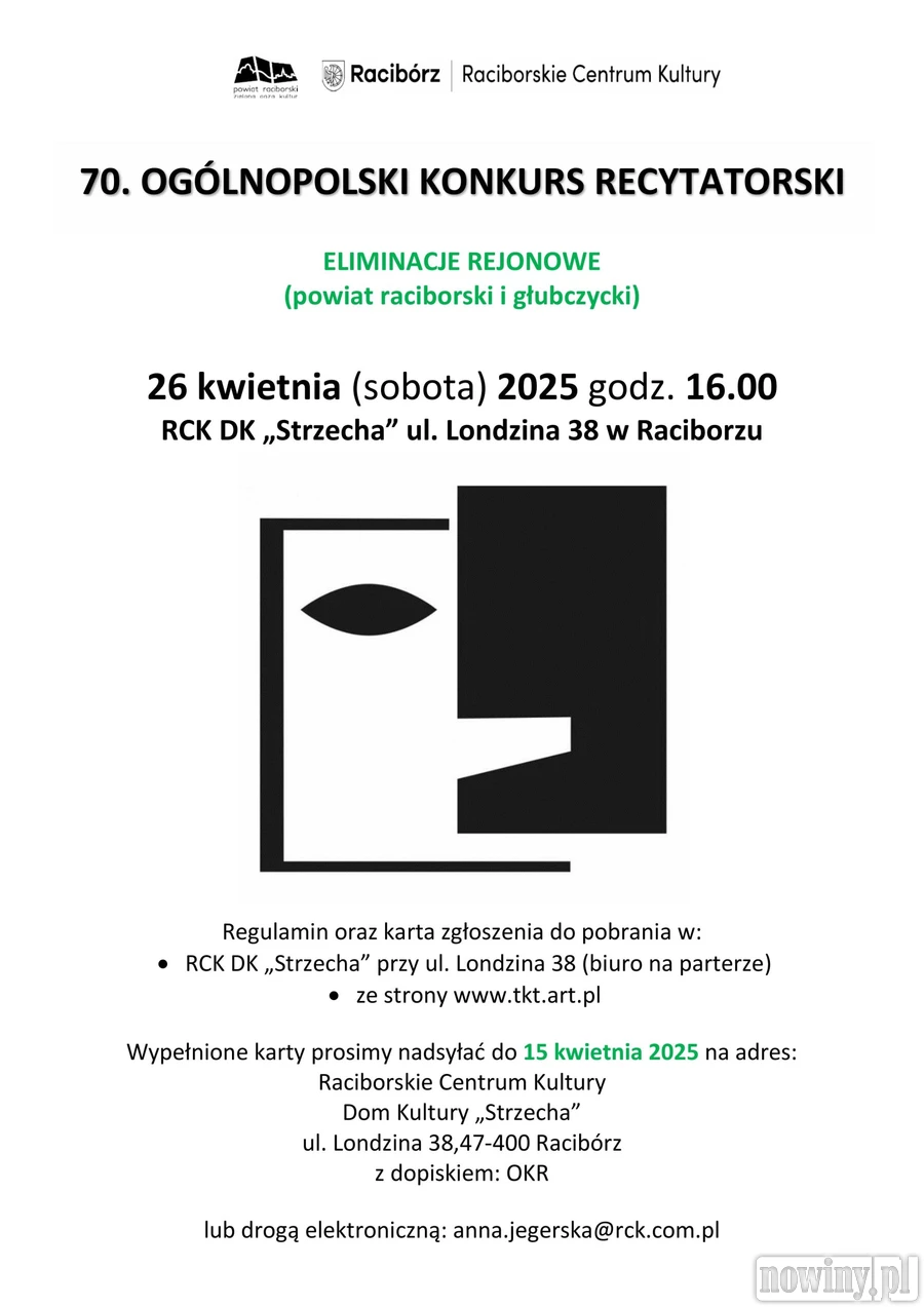 70. Ogólnopolski Konkurs Recytatorski pod patronatem Starosty Raciborskiego