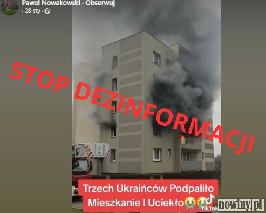 Fałszywe informacje w sprawie pożaru krążą w sieci. Raciborska policja przestrzega