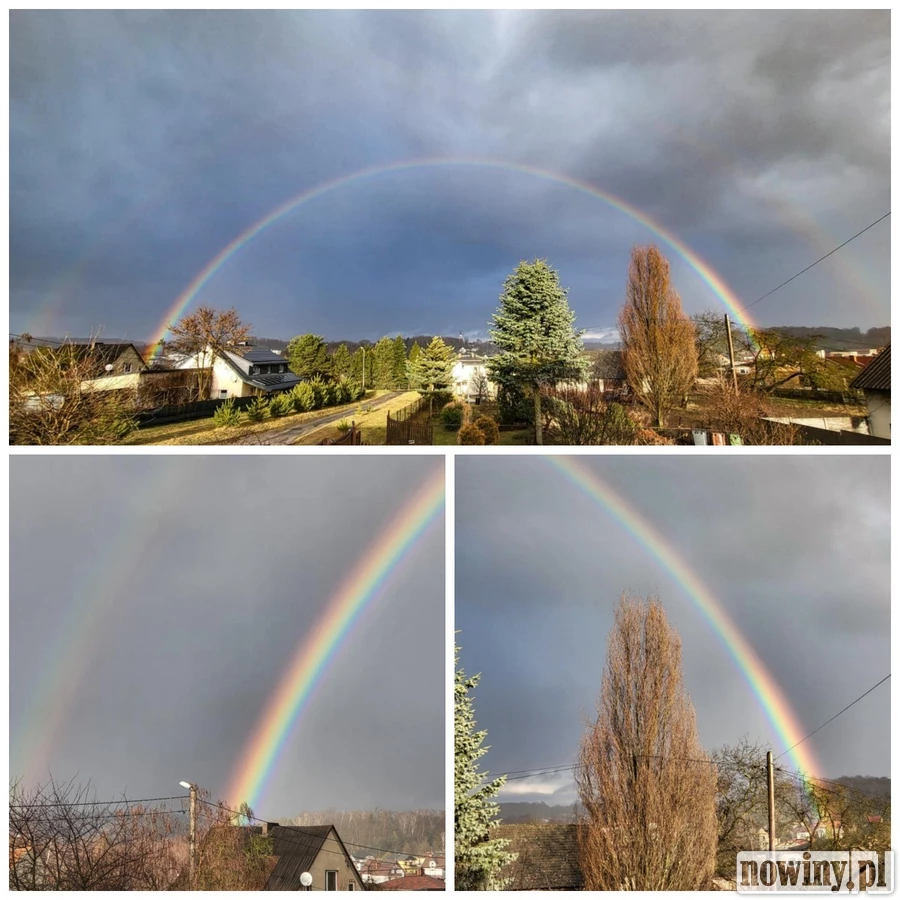 Podwójna tęcza. Deszcz i słońce stworzyły piękne widowisko nad regionem