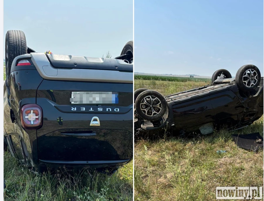 Dachowanie w samo południe. Senior z Dacii trafił do szpitala