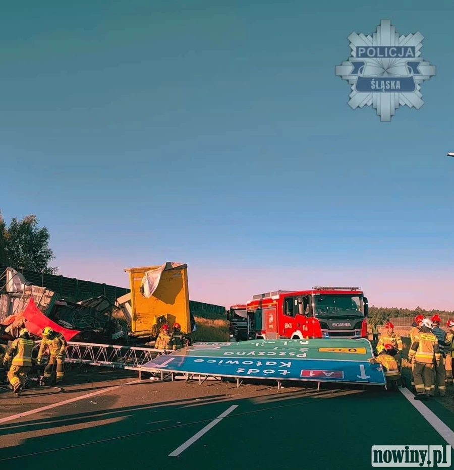 A1 w Żorach zablokowana w kierunku Łodzi. Ciężarówka wypadła z drogi