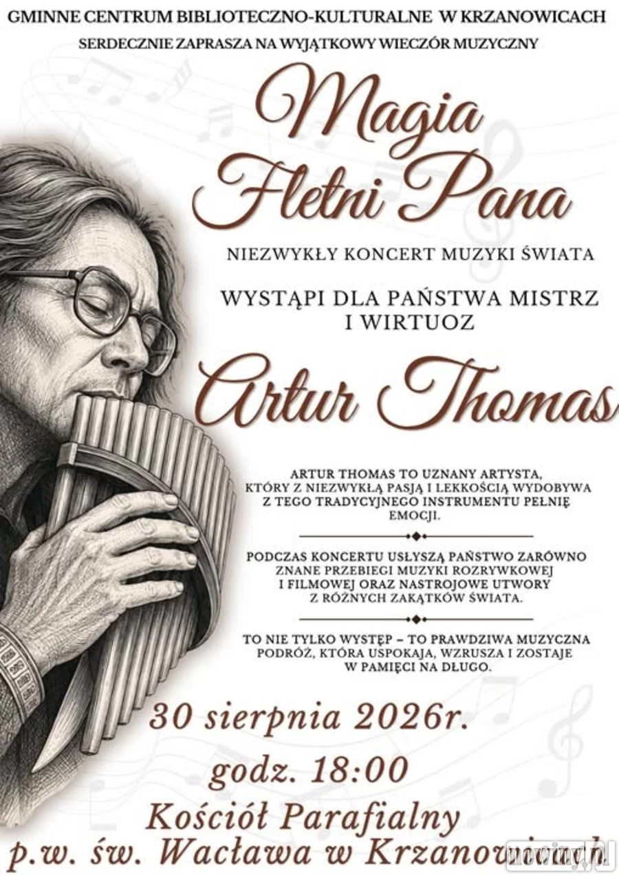 Fletnia Pana zabrzmi w Krzanowicach. Wystąpi znany wirtuoz Artur Thomas