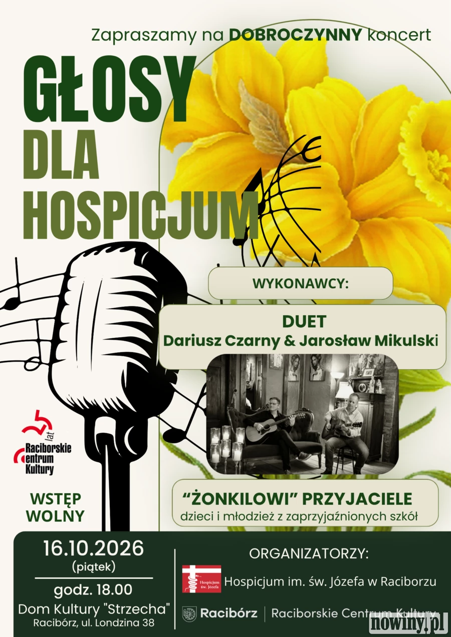 „Głosy dla Hospicjum” w Raciborzu. Dobroczynny koncert już 16 października