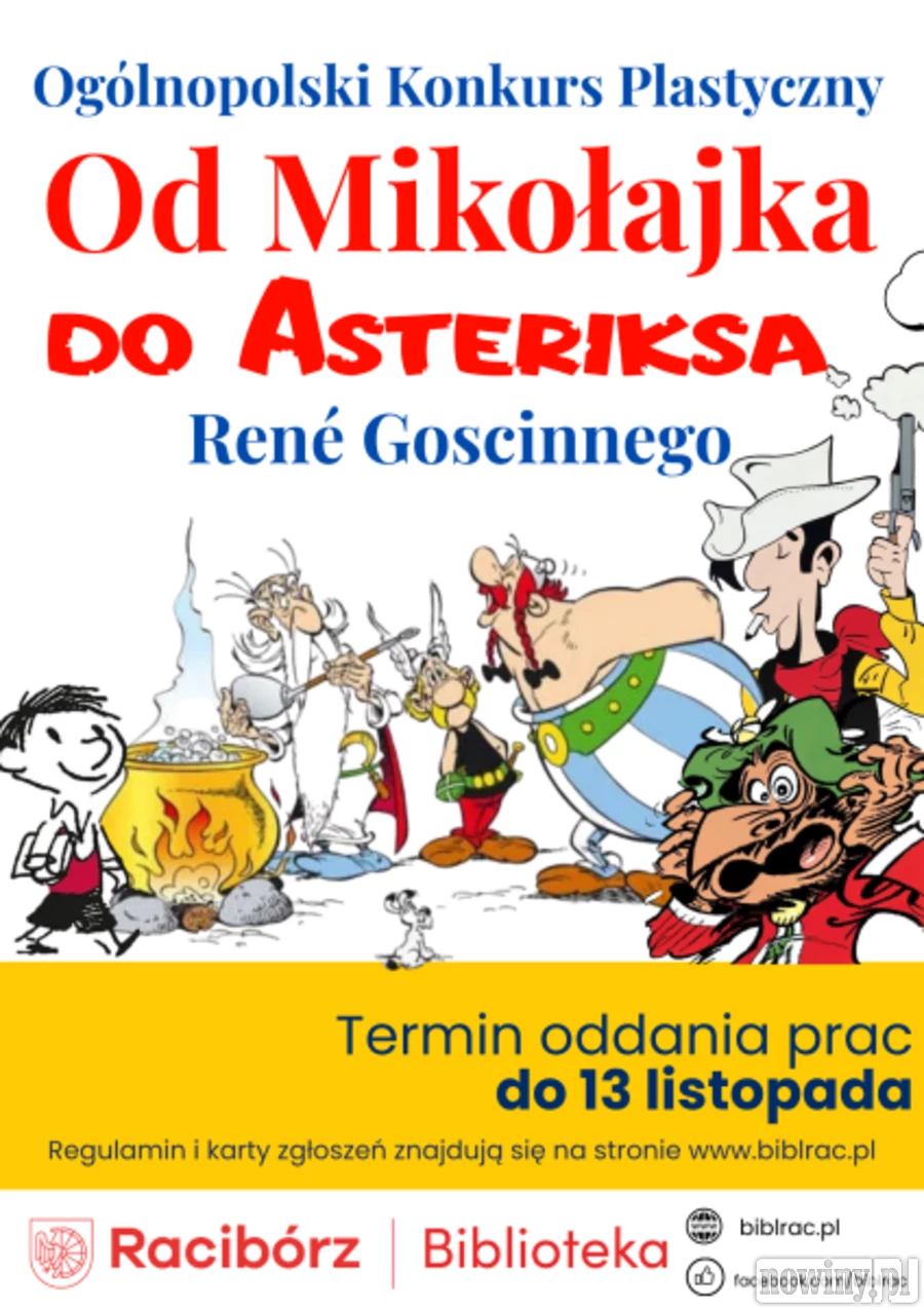 Narysuj Mikołajka albo Asteriksa. Biblioteka w Raciborzu ogłasza ogólnopolski konkurs