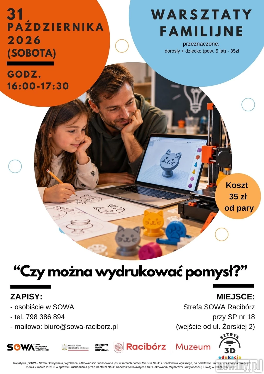 Od pomysłu do przedmiotu z drukarki 3D. Rodzinne warsztaty w Raciborzu [ZAPOWIEDŹ]