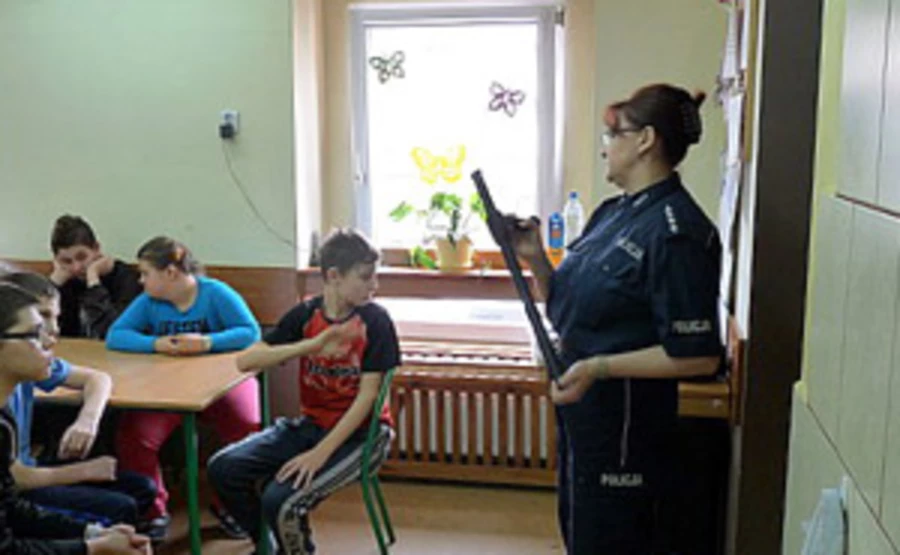 Na spotkaniu z gimnazjalistami o przestępstwach